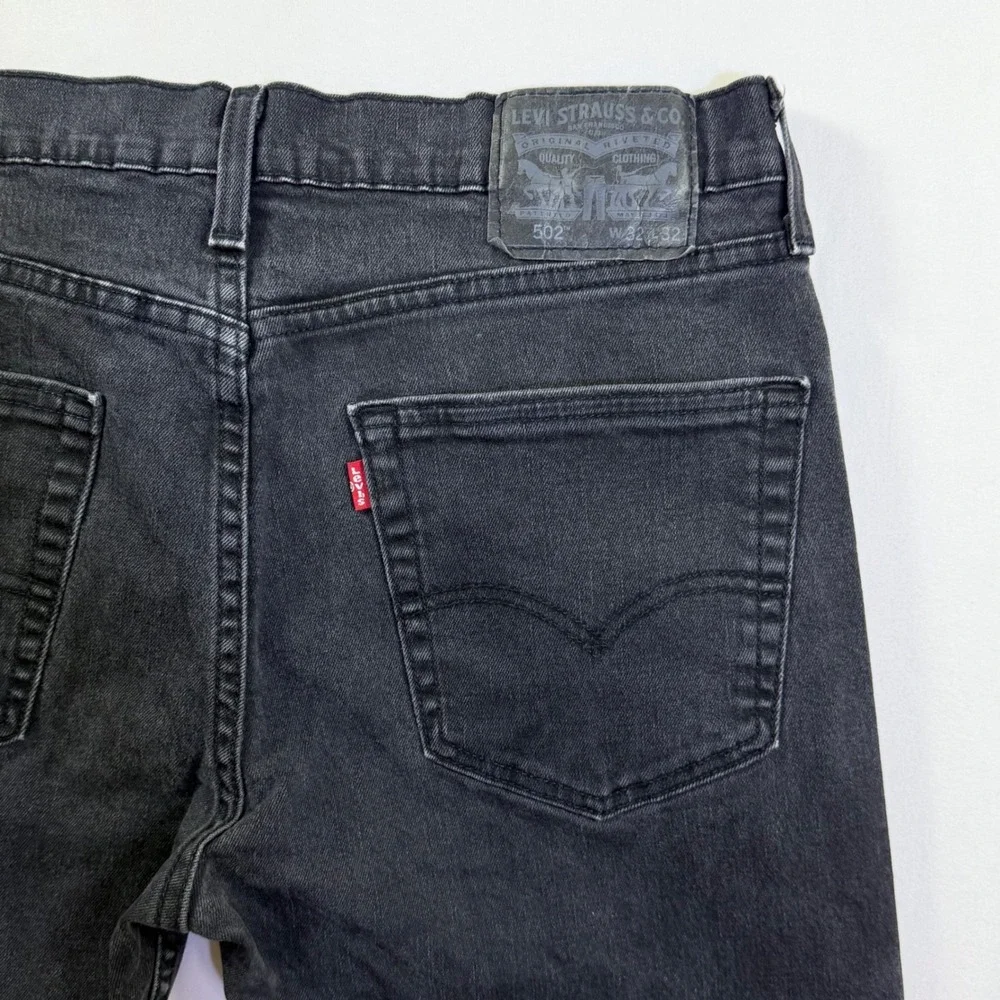 Levis 502 Regular Taper Mens 32x29 Jeans Charcoal Black Wash 29507-0001